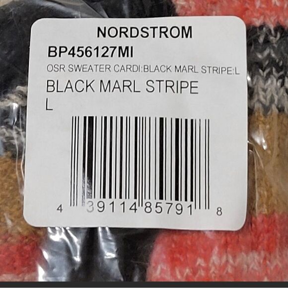 BP Black Marl Stripped Crop Cardigan Sweater NWT - Picture 7 of 8